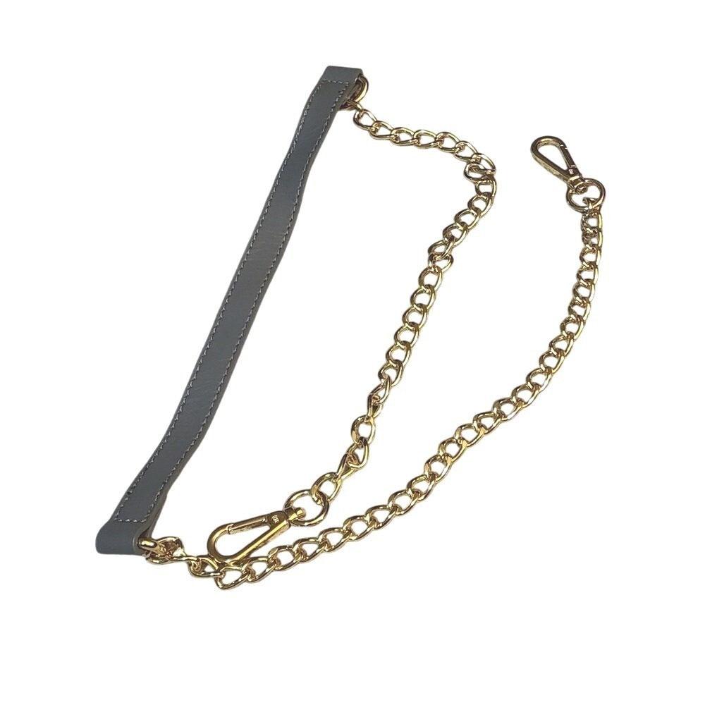 Gray Faux Leather Crossbody Purse Bag Strap‎ Gold Chain